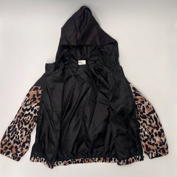 Girls Black Leopard Wind Breaker | Size 2X / Girls 7/8 - Picture 2 of 7